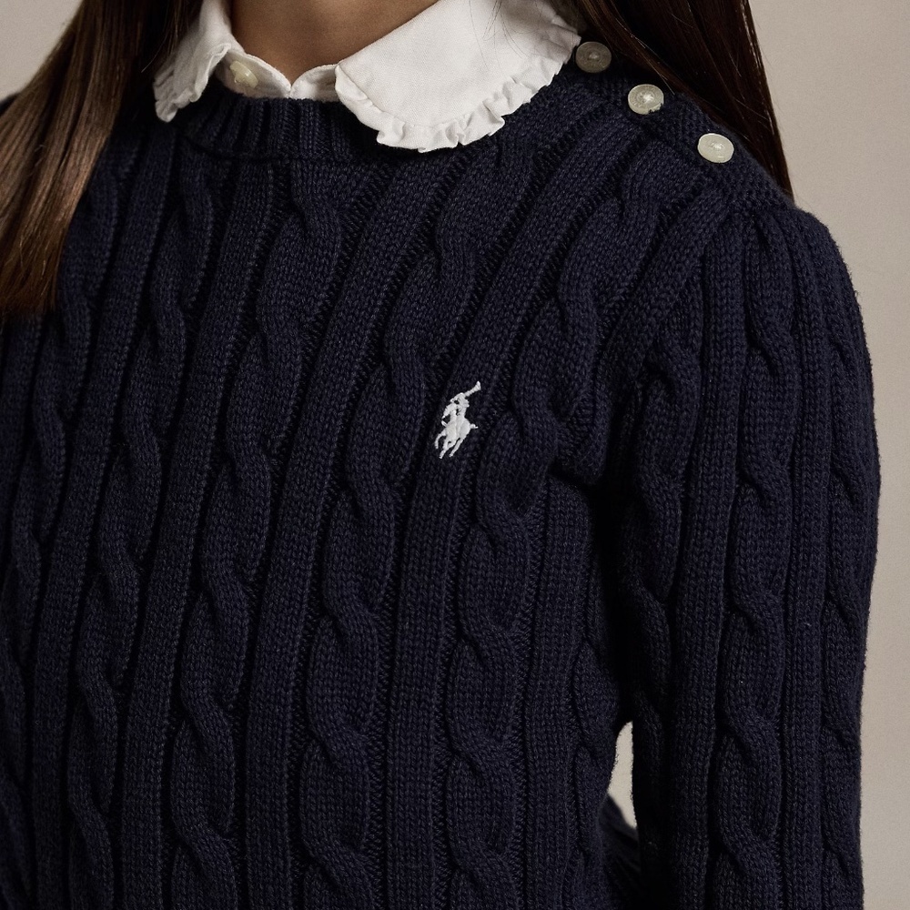 Girls Polo Ralph Lauren Cable-Knit Cotton Sweater Navy Blue NWOT - Size 3Y - Picture 3 of 10